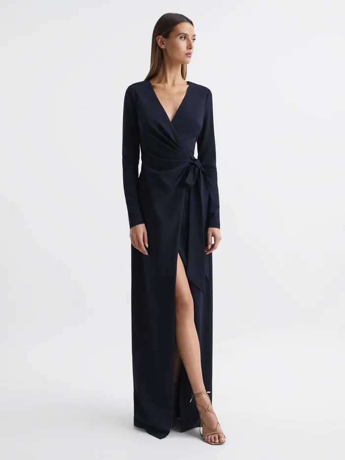Reiss Dresses Halston 8211 Jasmine Halston Front Slip Maxi Gown Midnight Navy 8211 Women