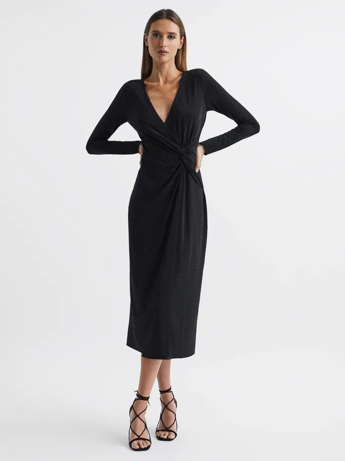 Reiss Dresses Halston 8211 Tenaya Halston Crystal Jersey Midi Dress Black 8211 Women Reiss Dresses Halston 8211 Tenaya Halston Crystal Jersey Midi Dress Black 8211 Women