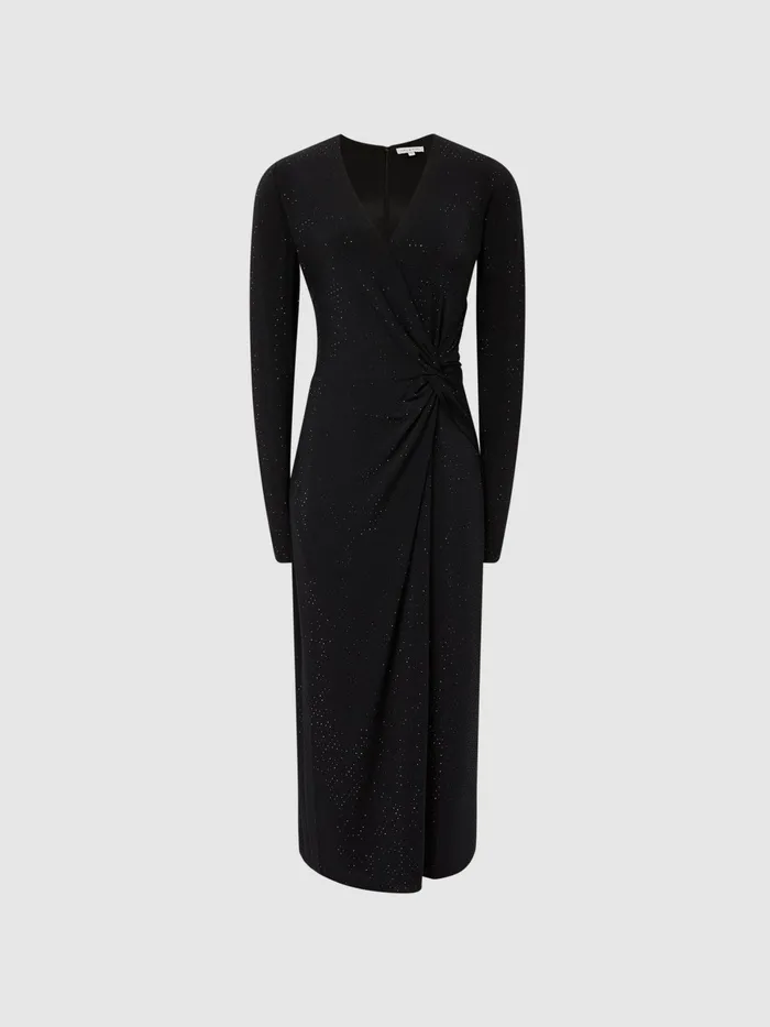 Reiss Dresses Halston 8211 Tenaya Halston Crystal Jersey Midi Dress Black 8211 Women