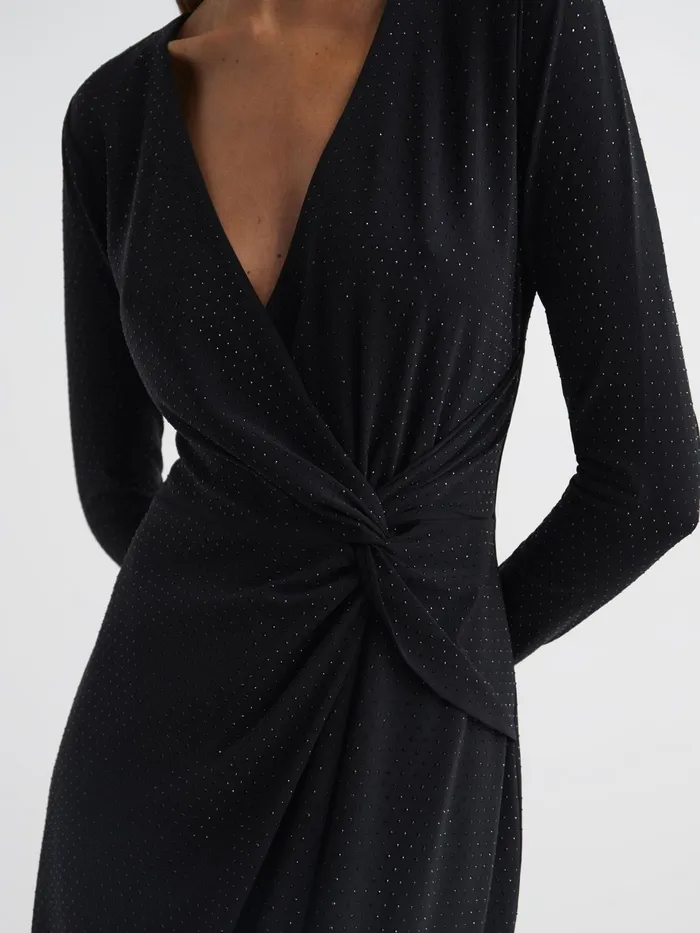 Reiss Dresses Halston 8211 Tenaya Halston Crystal Jersey Midi Dress Black 8211 Women