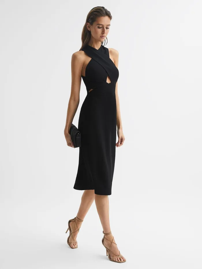 Reiss Dresses Inez Bodycon CutOut Midi Dress Black 8211 Women