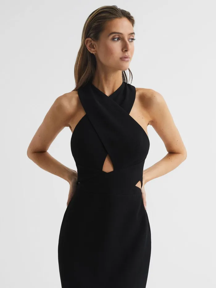 Reiss Dresses Inez Bodycon CutOut Midi Dress Black 8211 Women