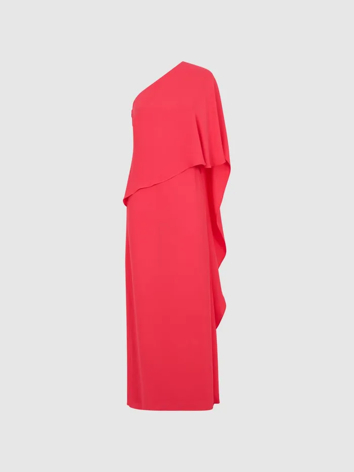 Reiss Dresses Jordyn OffShoulder Cape Maxi Dress Coral 8211 Women