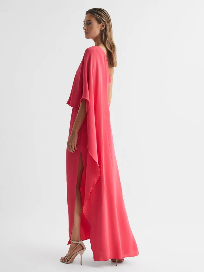 Reiss Dresses Jordyn OffShoulder Cape Maxi Dress Coral 8211 Women