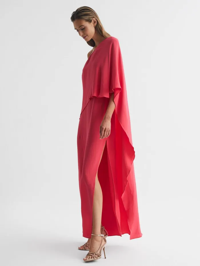 Reiss Dresses Jordyn OffShoulder Cape Maxi Dress Coral 8211 Women