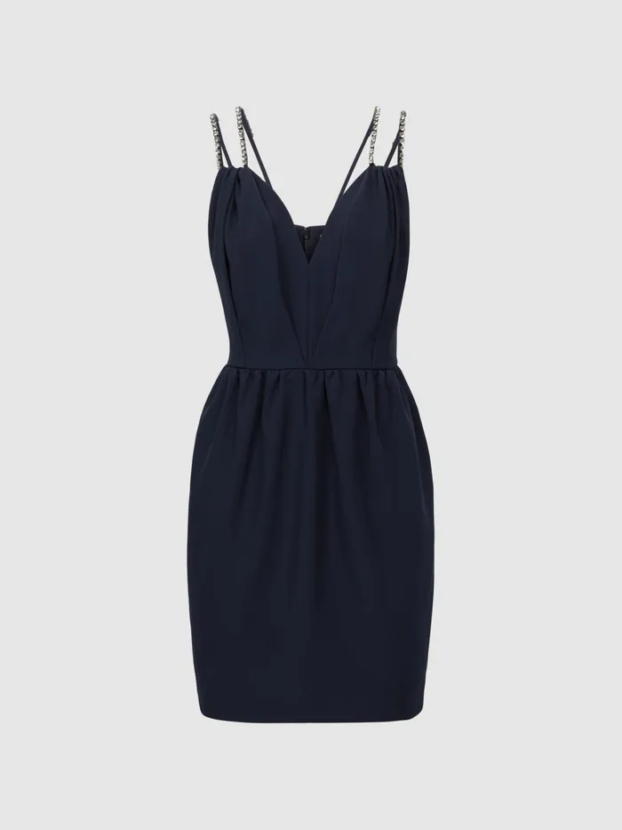 Reiss Dresses Justine Halston Embellished Strap Mini Dress Navy 8211 Women