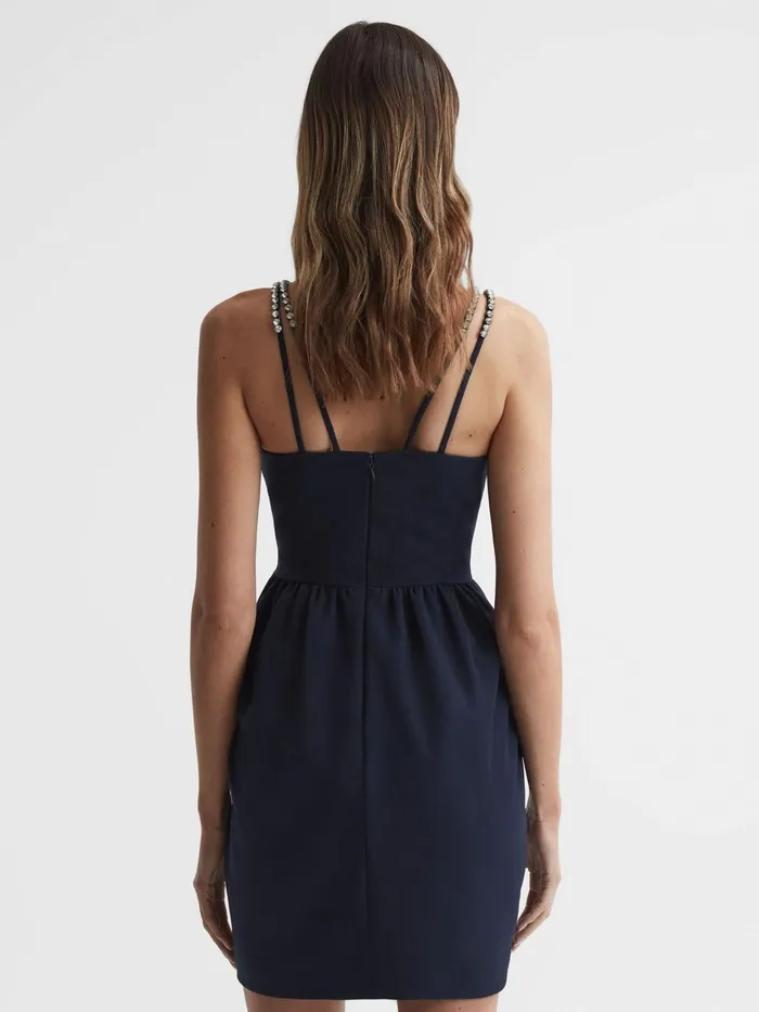 Reiss Dresses Justine Halston Embellished Strap Mini Dress Navy 8211 Women