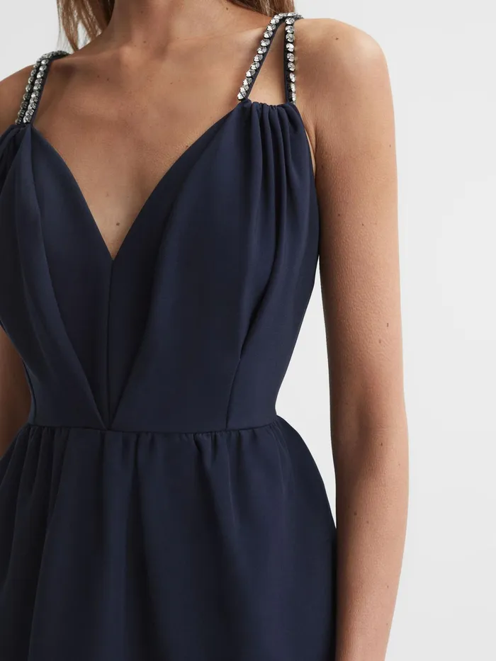 Reiss Dresses Justine Halston Embellished Strap Mini Dress Navy 8211 Women