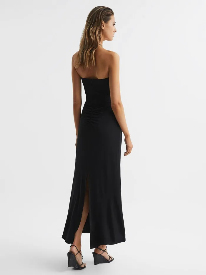 Reiss Dresses Lana Plunge Neck Halter Maxi Dress Black 8211 Women