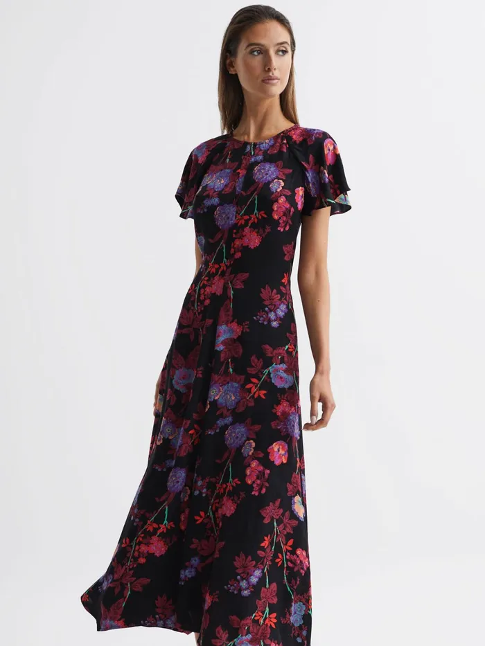 Reiss Dresses Leni Cap Sleeve Maxi Dress Blackpink 8211 Women