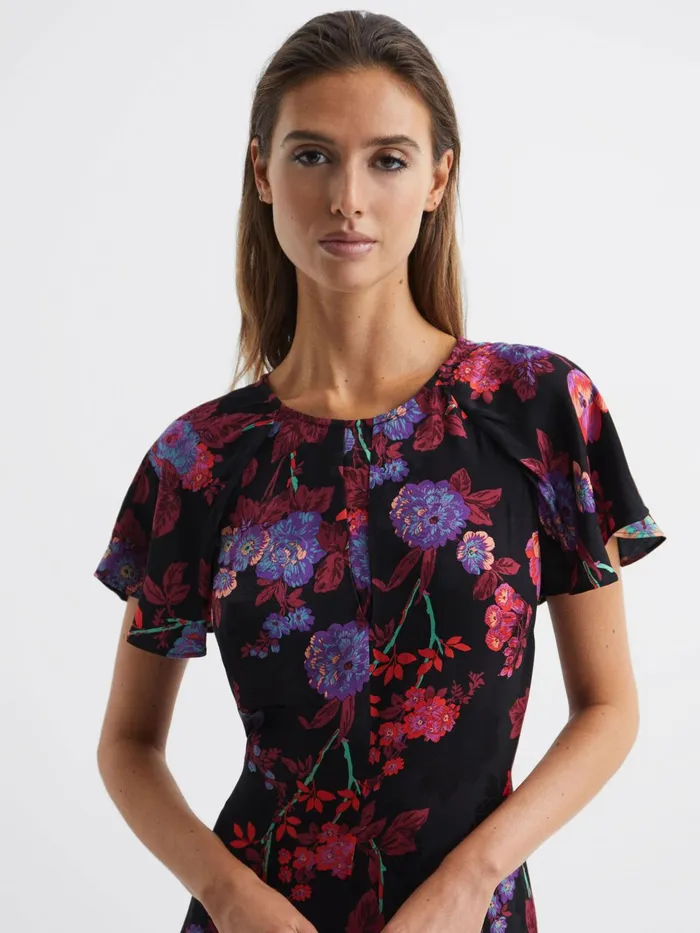 Reiss Dresses Leni Cap Sleeve Maxi Dress Blackpink 8211 Women