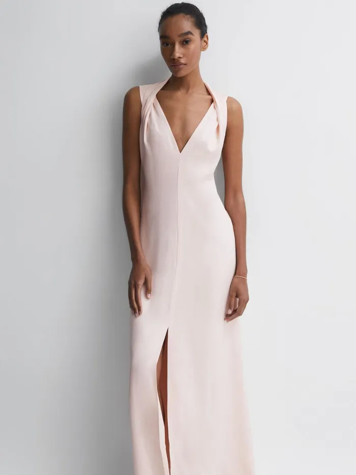 Reiss Dresses Lila Bridesmaid Twist Detail Midi Dress Nude 8211 Women