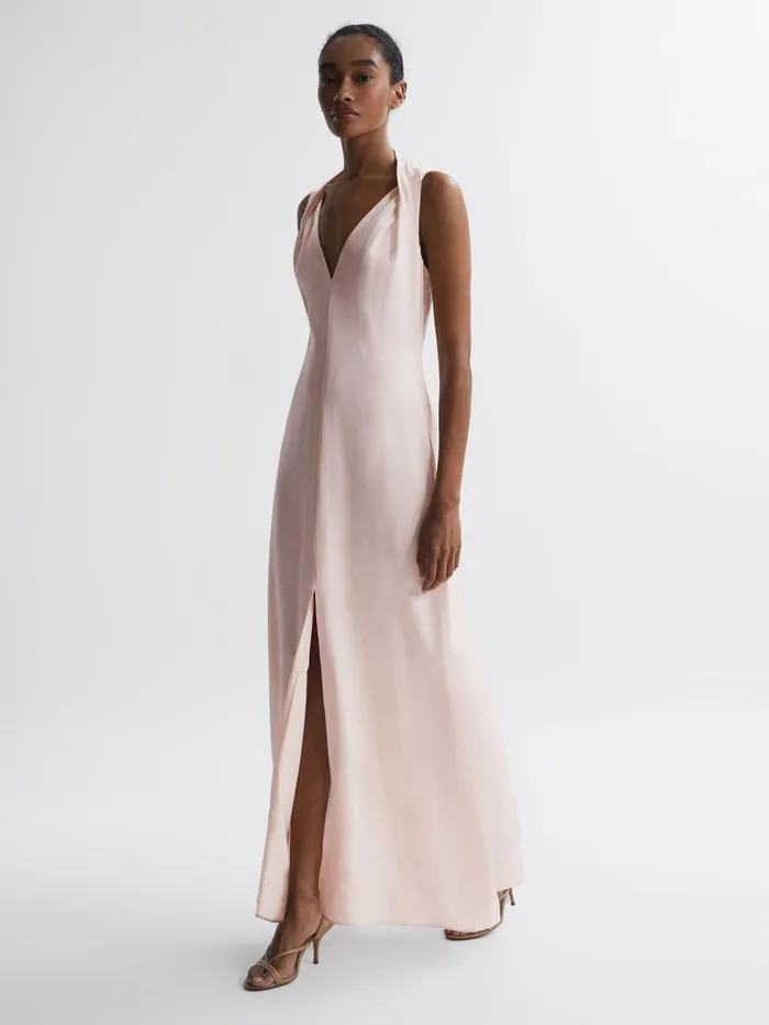 Reiss Dresses Lila Bridesmaid Twist Detail Midi Dress Nude 8211 Women