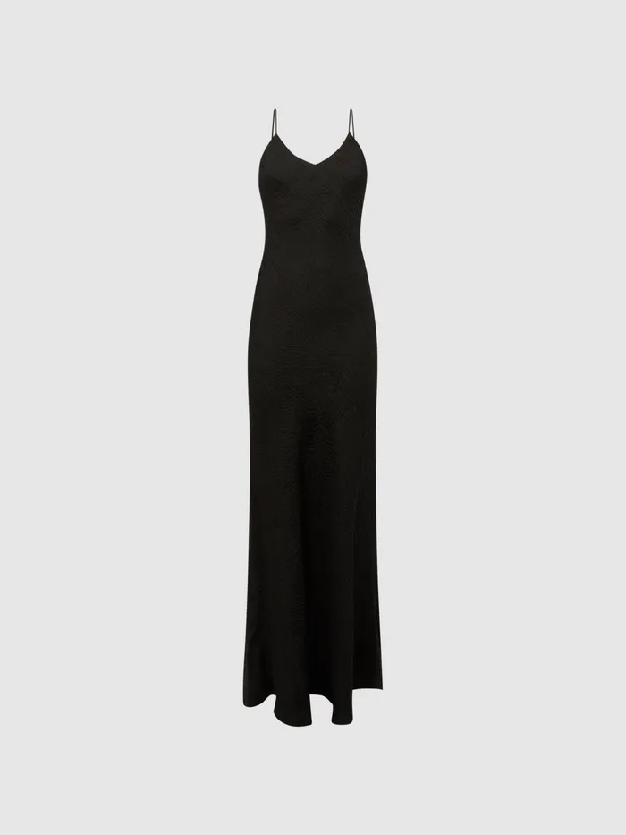 Reiss Dresses Lois Jacquard Maxi Dress Black 8211 Women