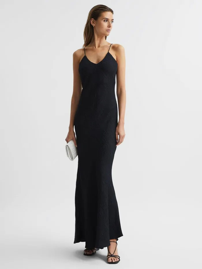 Reiss Dresses Lois Jacquard Maxi Dress Black 8211 Women