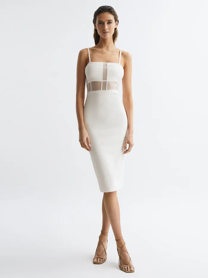 Reiss Dresses Luisa Knitted Bodycon Dress White 8211 Women
