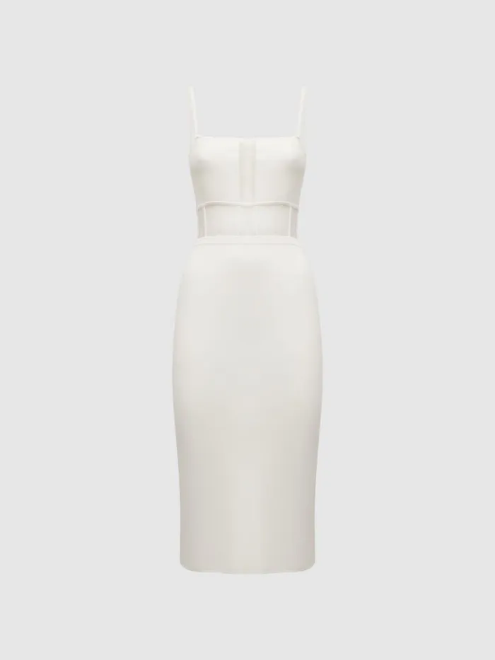 Reiss Dresses Luisa Knitted Bodycon Dress White 8211 Women