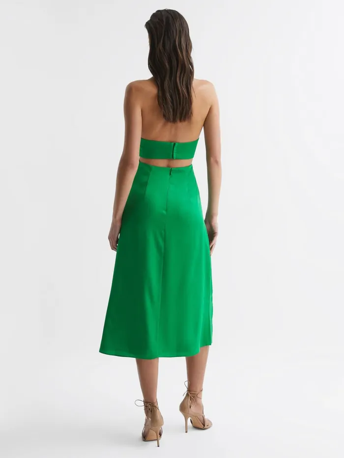 Reiss Dresses Maia Fitted Halter Neck Midi Dress Green 8211 Women