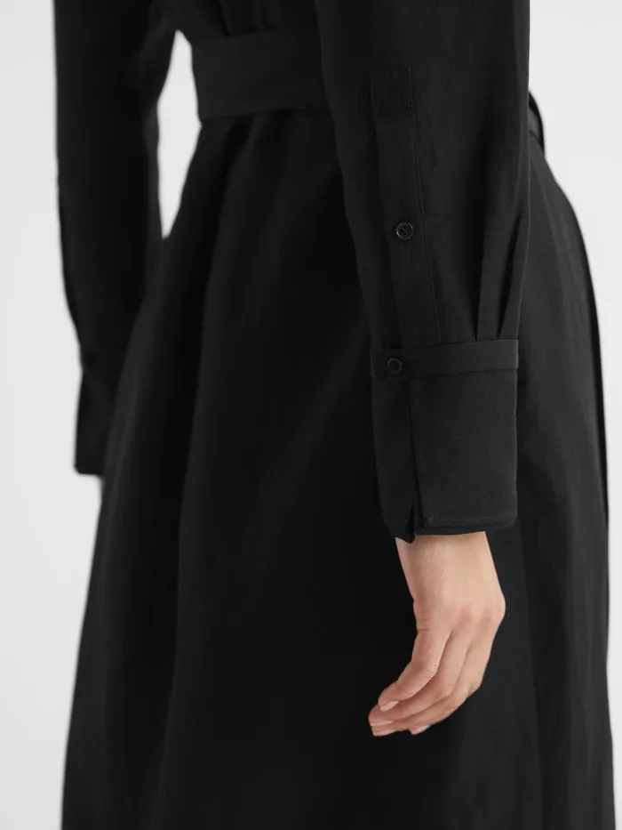 Reiss Dresses Phoenix Linen Blend Midi Dress Black 8211 Women