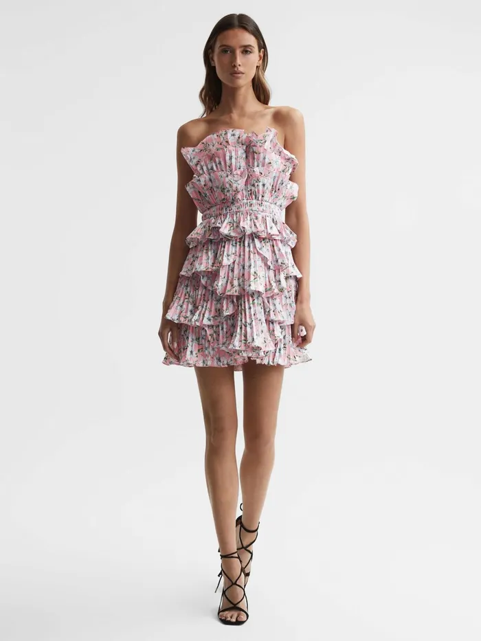 Reiss Dresses Reed Amur Strapless Ruffle Mini Dress Rosewater Posey 8211 Women