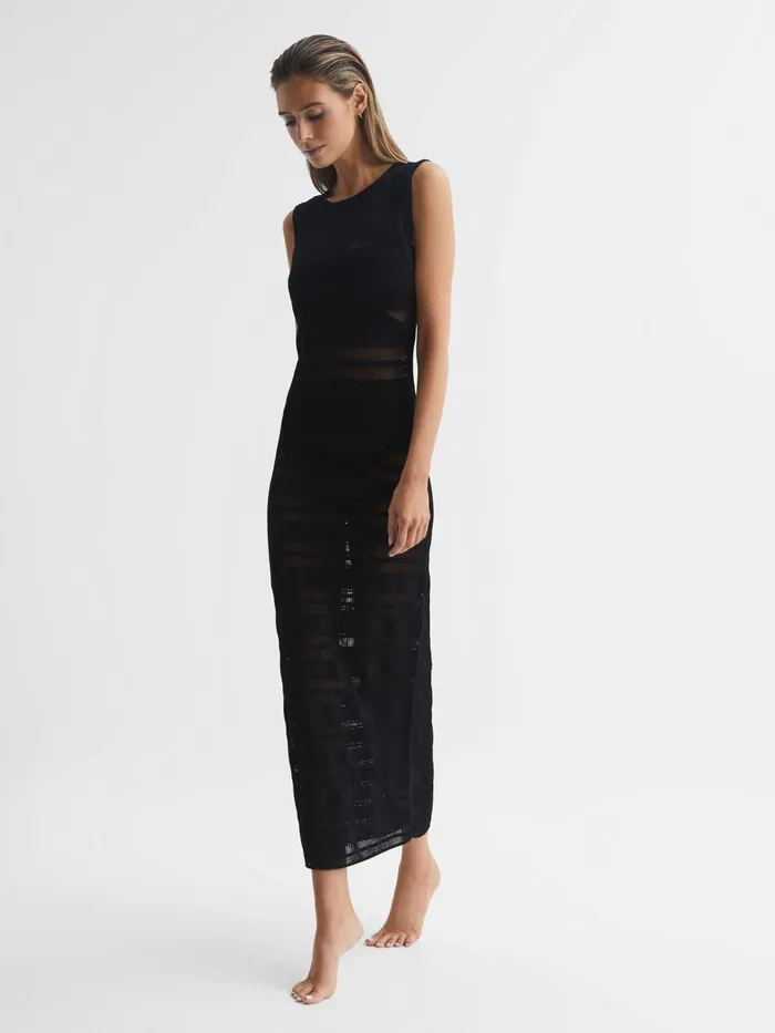 Reiss Dresses Seraphina Knitted Midi Dress Black 8211 Women