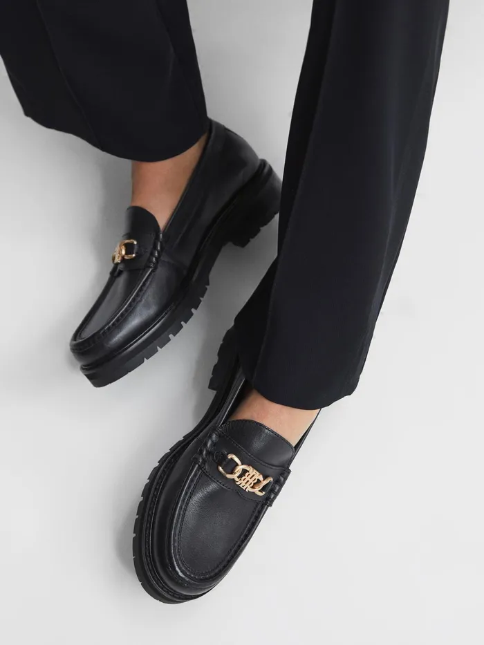 Reiss Flats Charlotte Leather Loafers Black 8211 Women