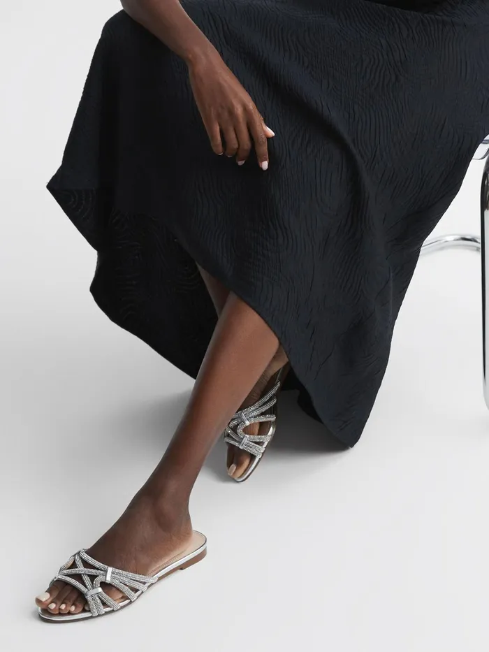 Reiss Flats Eryn Embellished Flat Sandals Silver 8211 Women