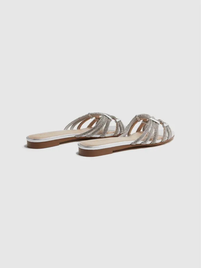 Reiss Flats Eryn Embellished Flat Sandals Silver 8211 Women