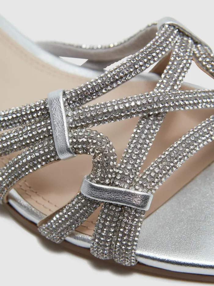 Reiss Flats Eryn Embellished Flat Sandals Silver 8211 Women