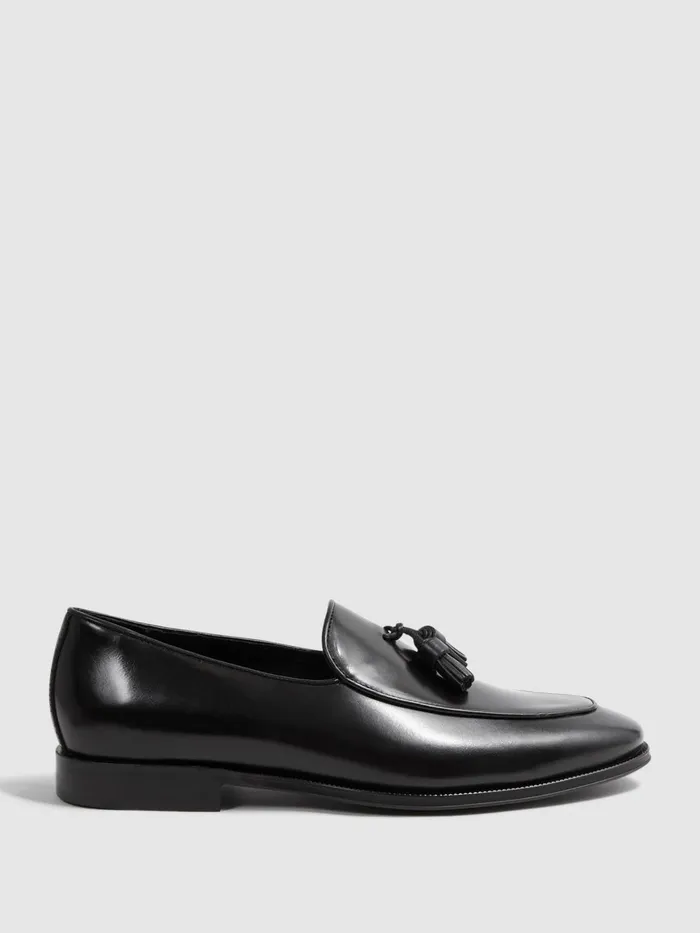 Reiss Formal Shoes Windsor Suede Tassel Loafers Black 8211 Men