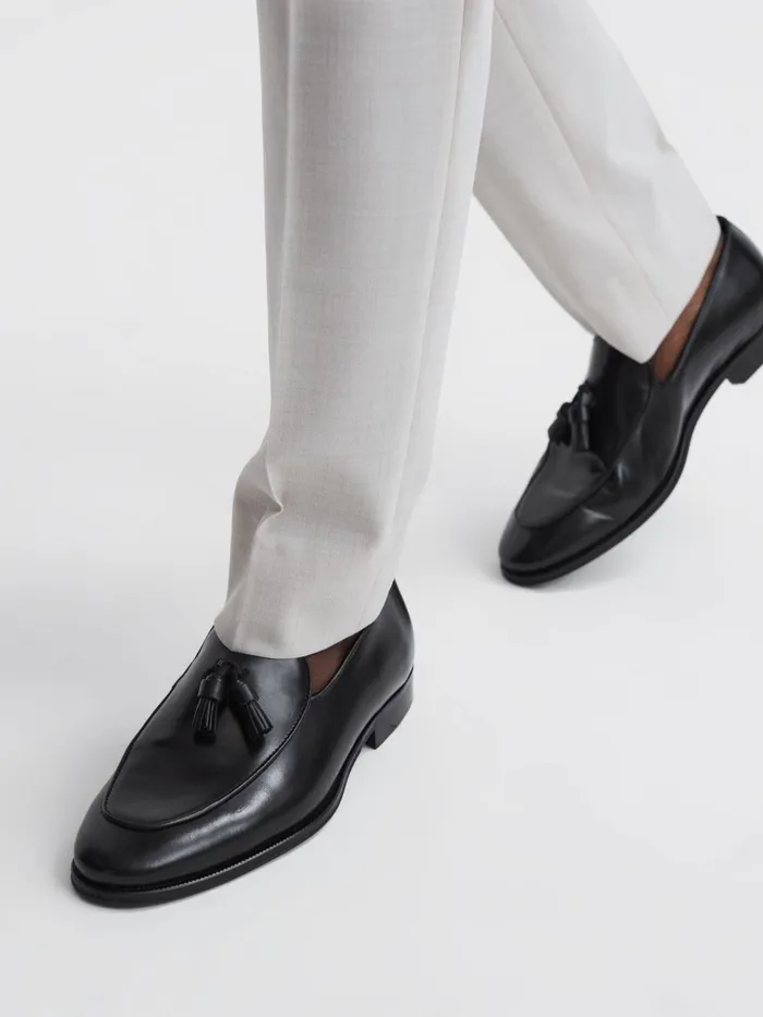 Reiss Formal Shoes Windsor Suede Tassel Loafers Black 8211 Men