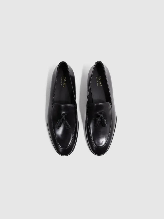 Reiss Formal Shoes Windsor Suede Tassel Loafers Black 8211 Men