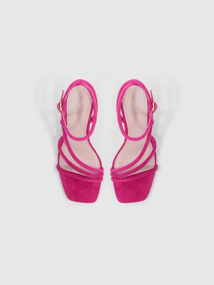 Reiss Heels Cassie Suede Strappy Wedge Heels Pink 8211 Women