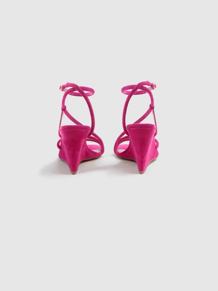 Reiss Heels Cassie Suede Strappy Wedge Heels Pink 8211 Women