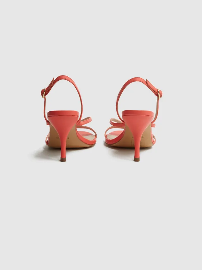 Reiss Heels Clara Strappy Mid Heel Sandals Biscuit 8211 Women