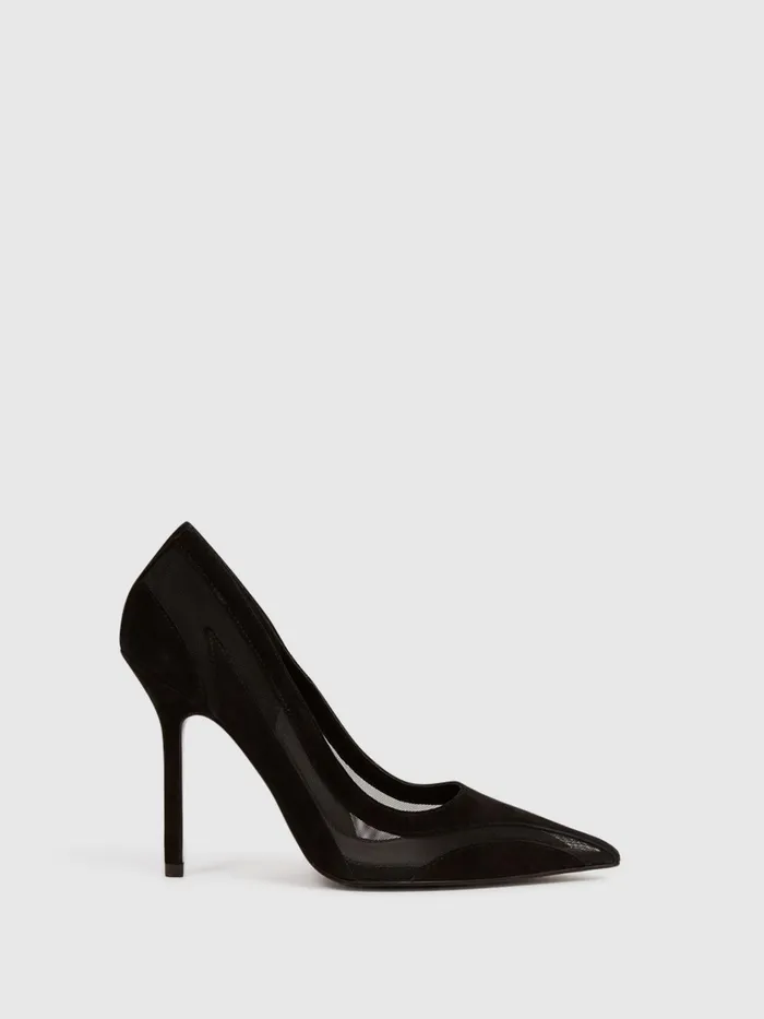 Reiss Heels Dahlia Court Leather Sheer Court Shoes Black 8211 Women