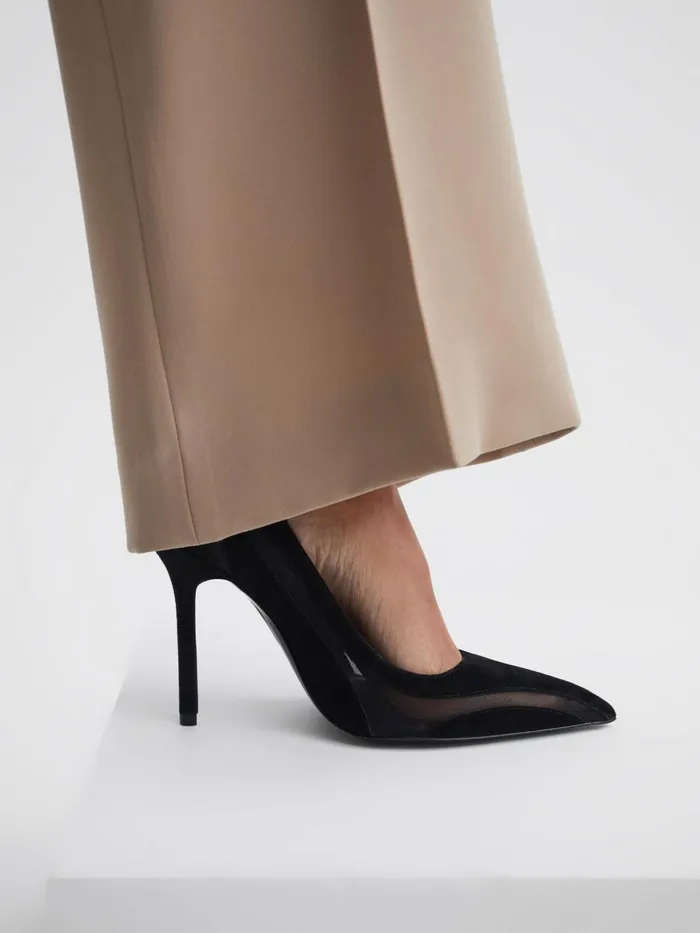 Reiss Heels Dahlia Court Leather Sheer Court Shoes Black 8211 Women