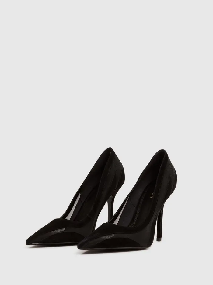 Reiss Heels Dahlia Court Leather Sheer Court Shoes Black 8211 Women