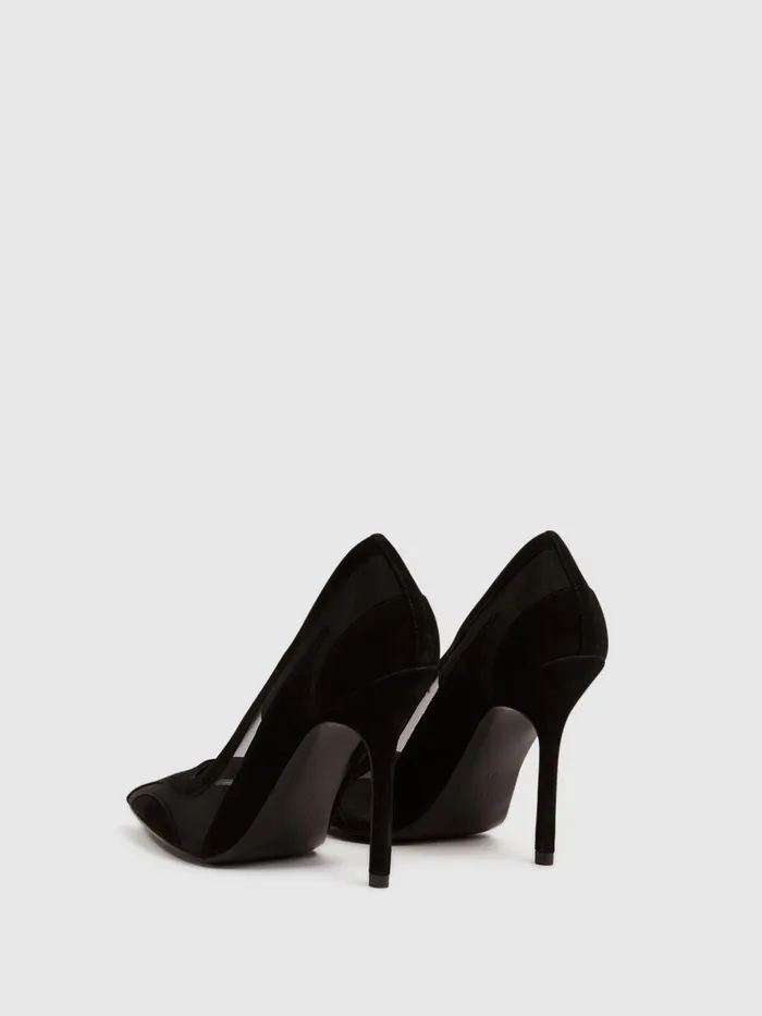 Reiss Heels Dahlia Court Leather Sheer Court Shoes Black 8211 Women