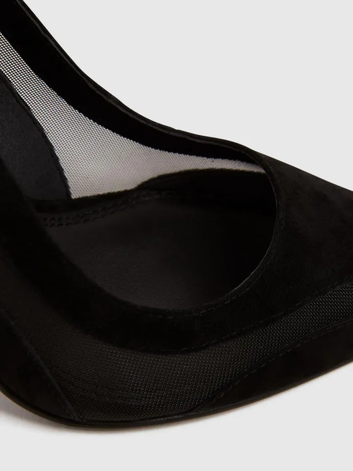 Reiss Heels Dahlia Court Leather Sheer Court Shoes Black 8211 Women