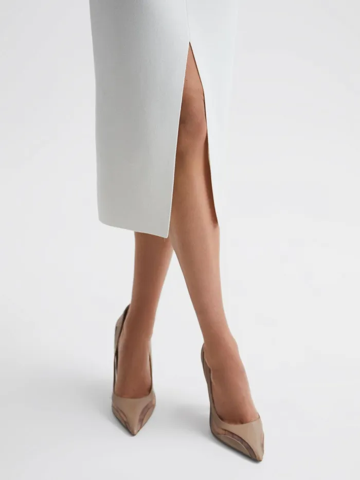 Reiss Heels Dahlia Court Leather Sheer Court Shoes Latte 8211 Women