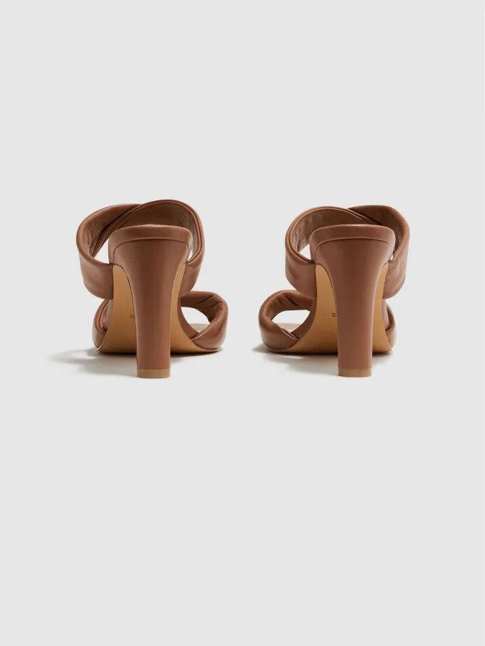 Reiss Heels Eliza Block Heel Leather Sandals Nude 8211 Women