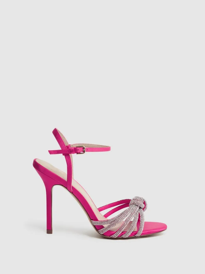 Reiss Heels Estel Embellished Heeled Sandals Pink 8211 Women