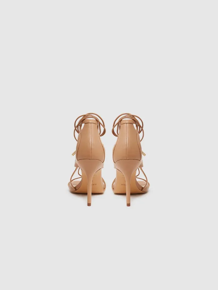 Reiss Heels Kate Leather Strappy High Heel Sandals Biscuit 8211 Women