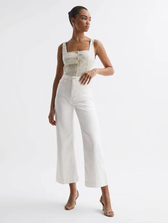 Reiss Jeans Anessa Paige High Rise Flared Jeans Ecru 8211 Women