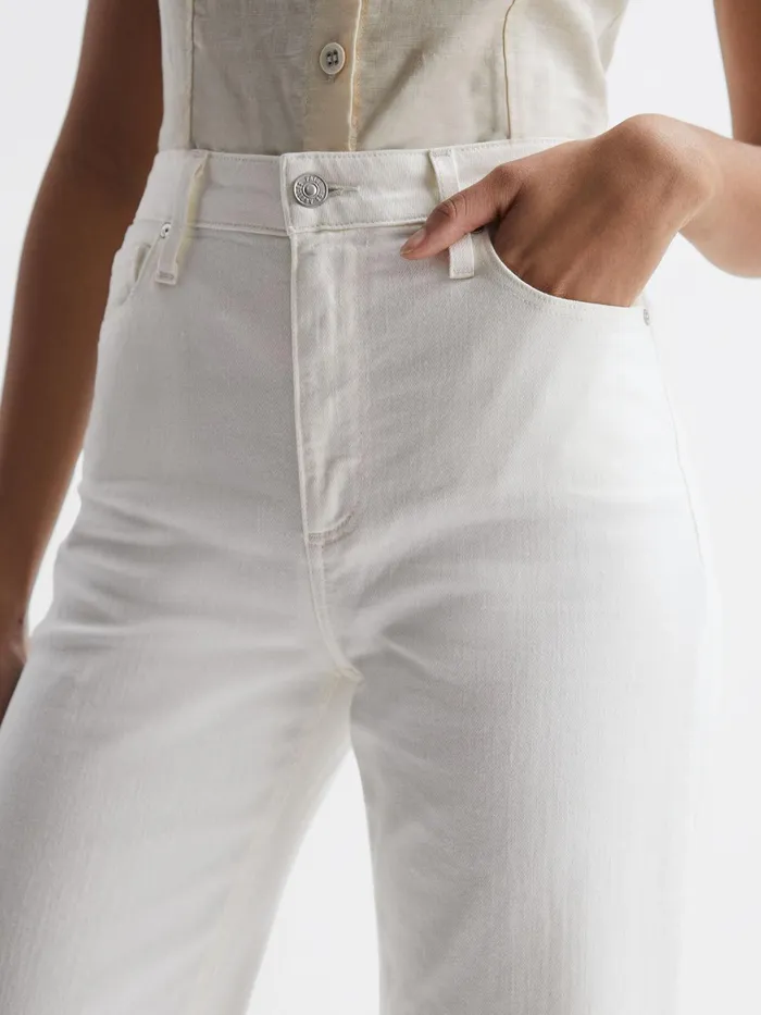 Reiss Jeans Anessa Paige High Rise Flared Jeans Ecru 8211 Women