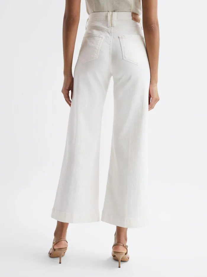Reiss Jeans Anessa Paige High Rise Flared Jeans Ecru 8211 Women