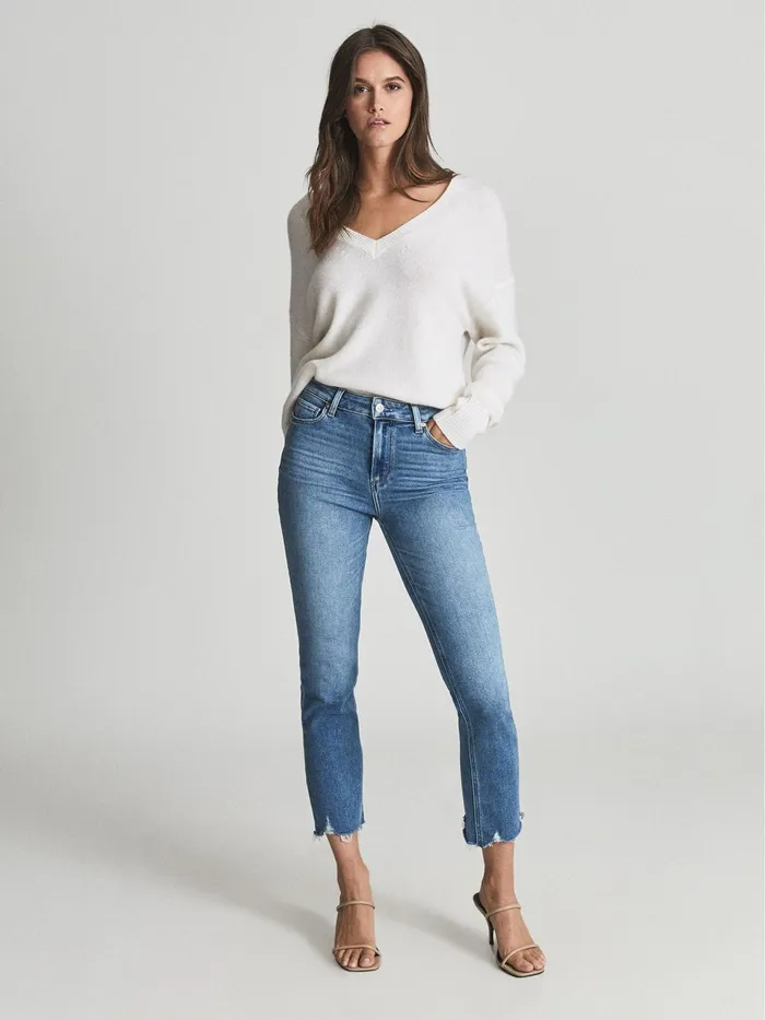 Reiss Jeans Cindy Paige High Rise Slim Fit Jeans Light Wash Denim 8211 Women