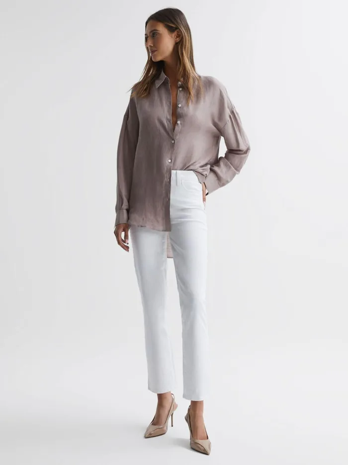Reiss Jeans Cindy Paige Straight Leg High Rise Jeans Crisp White 8211 Women