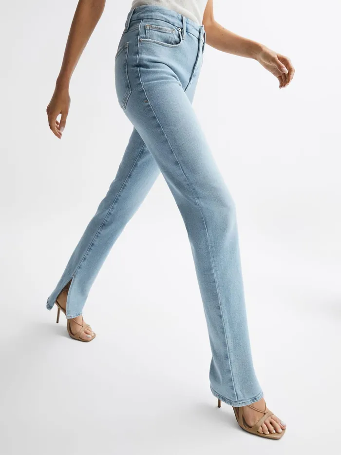 Reiss Jeans Good American High Rise Inseam Split Jeans Mid Blue 8211 Women